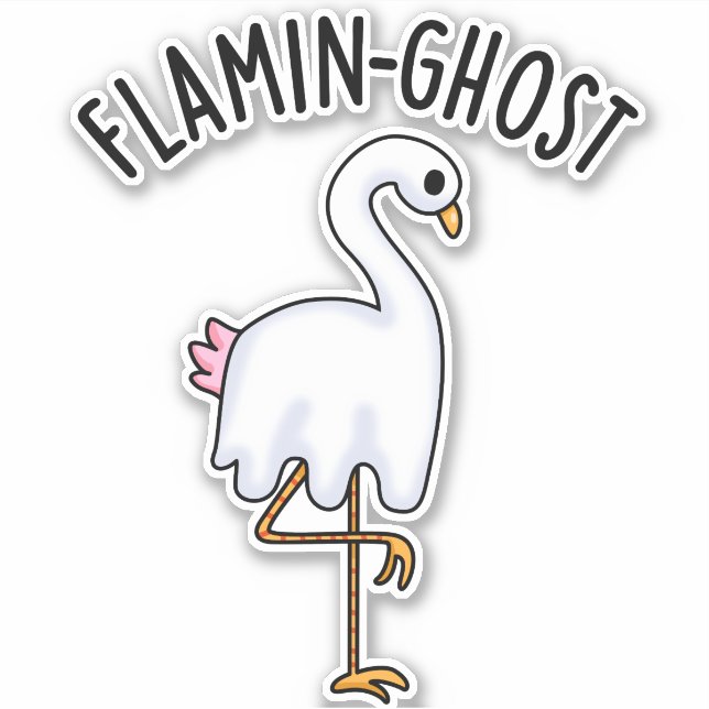 Adesivo Flamin-ghost Funny Flamingo Ghost Pun (Frente)