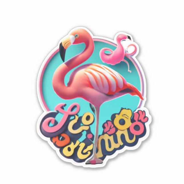 Adesivo Flamingo Classic Round Sticker (Frente)
