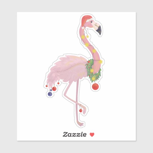 Adesivo Flamingo de Natal (Folha)
