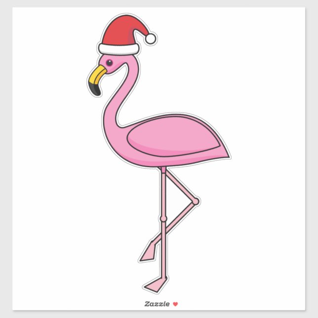 Adesivo Flamingo de Natal com Santa Hat (Folha)