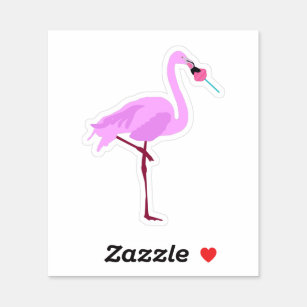 Adesivo Flamingo Licenciando um pirulito rosa
