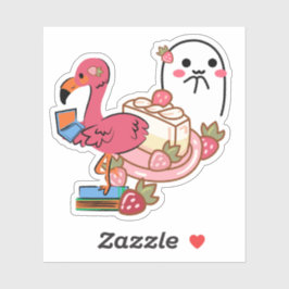 Adesivo Flamingo Rosa Fofo Cheesecake de Laptop & Fantasma