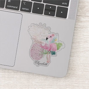 Adesivo Flamingo Rosa Girassol,Folhas Tropicais,Abacaxi