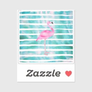 Adesivo Flamingo Rosa Listras Azul Turquesa Moderno