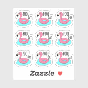 Adesivo Flamingo Rosa Nadando Ring Piscina Dia Bujo Planne