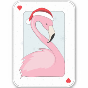 Adesivo Flamingo rosa no Santa Hat