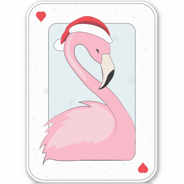 Adesivo Flamingo rosa no Santa Hat (Frente)