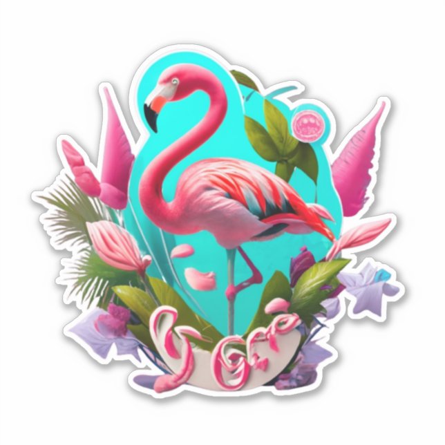 Adesivo Flamingo Stickers para iluminar seu dia (Frente)