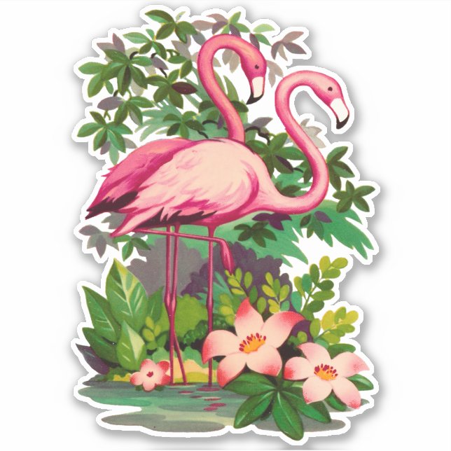 Adesivo Flamingoes Rosa Vintage 1950s (Frente)