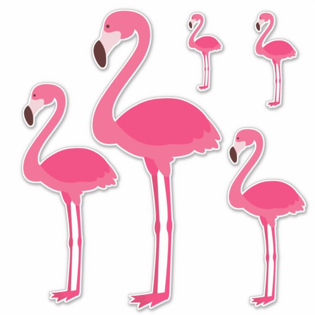 Adesivo Flamingos cor-de-rosa tropical (Frente)