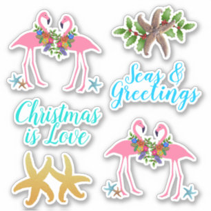 Adesivo Flamingos de Starfish, forma tropical de Natal