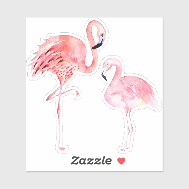 Adesivo Flamingos Rosa PixDezines, mamãe+bebê (Folha)