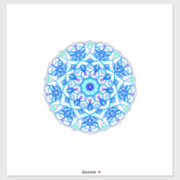 Adesivo Floco de neve azul Mandala Boho Vinil Sticker