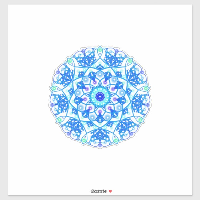 Adesivo Floco de neve azul Mandala Boho Vinil Sticker (Folha)