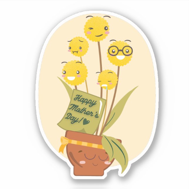 Adesivo Flor Amarelo e Planta Mãe (Frente)