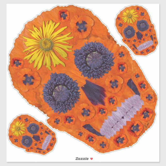 Adesivo Flor - Caveira 1 (Folha)