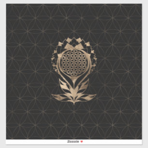 Adesivo Flor da vida Lotus - Preto e Dourado