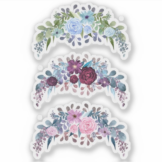 Adesivo Flor de aquarela floral, cor azul-de-safra (Frente)