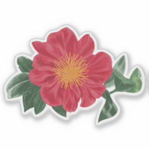 Adesivo Flor de Camellia Negrito com Folha