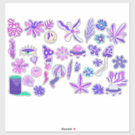 Adesivo Flor de Cogumelo Psicodélico Roxo