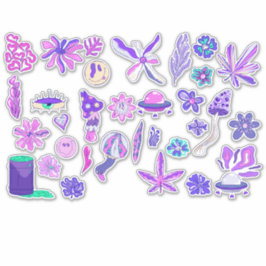 Adesivo Flor de Cogumelo Psicodélico Roxo