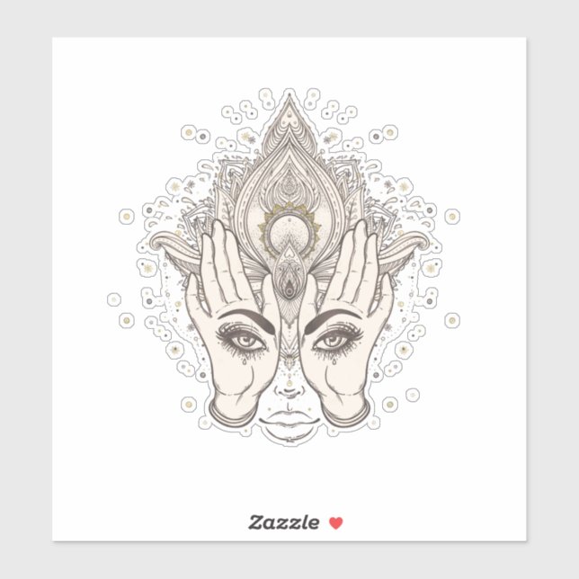 Adesivo Flor de Lótus Boho Pêssego e Dourado Beleza (Folha)