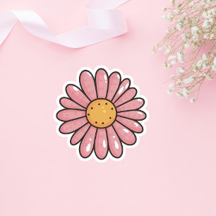 Adesivo flor de margarida rosa giro