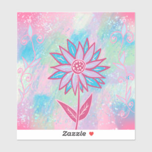 Adesivo Flor de Pastel, desenhado à mão,