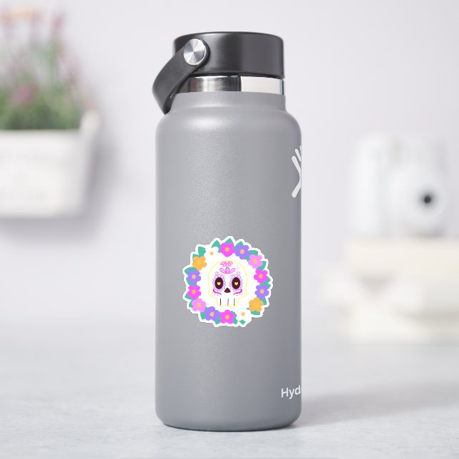 Adesivo Flor Floral Açúcar Crânio (HidroFlask)