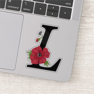 Adesivo Flor, monograma L, letra L, flores, monografia