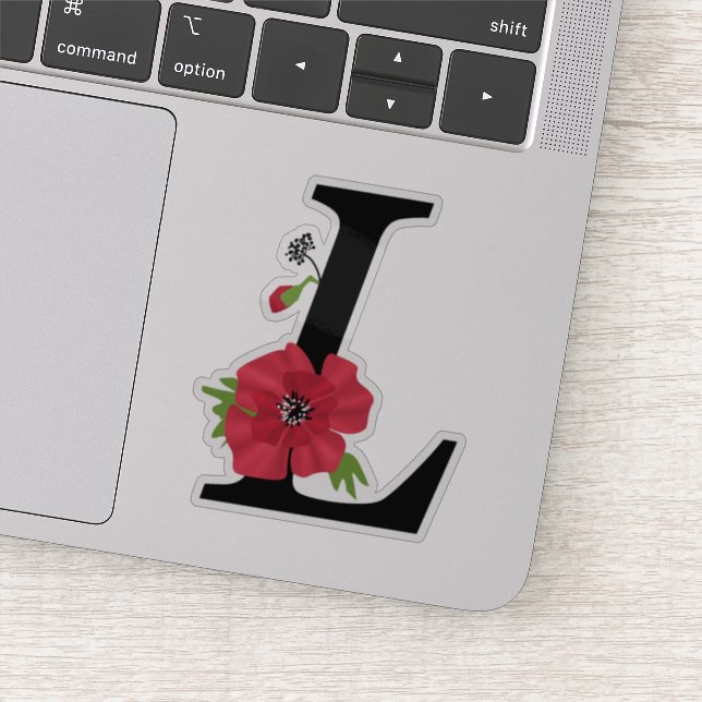 Adesivo Flor, monograma L, letra L, flores, monografia (Detalhe)