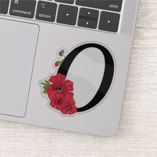 Adesivo Flor, monograma O, letra O, flores, monografia