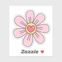 Adesivo Flor rosa-branca com coração