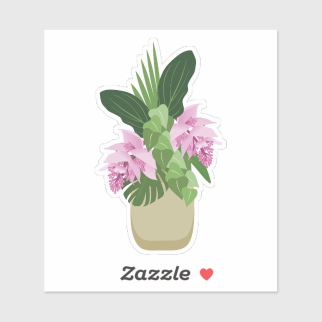 Adesivo Flor Rosa Tropical de Medinilha Amarela (Folha)