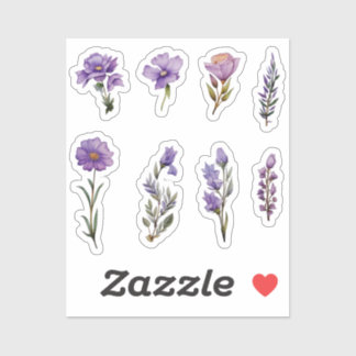 Adesivo Flor selvagem em cor de água púrpura