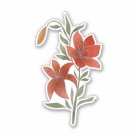 Adesivo Flor vermelha, Tigre Lily, flores e folhas