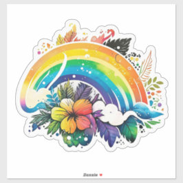 Adesivo Floral Boho Rainbow Sticker