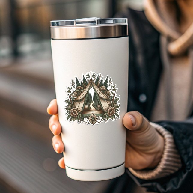 Adesivo Floral Camping Tent Sticker | Die-Cut Sticker (Floral Camping Tent Sticker | Camping Sticker by PiggyPrint Stickers)