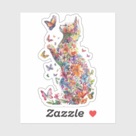 Adesivo Floral Cat Silhouette with Butterflies stickers