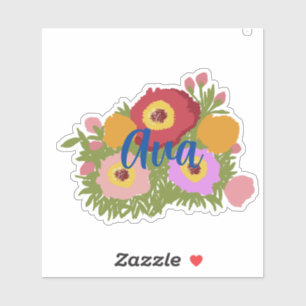 Adesivo Floral Colorido com Nome Personalizado