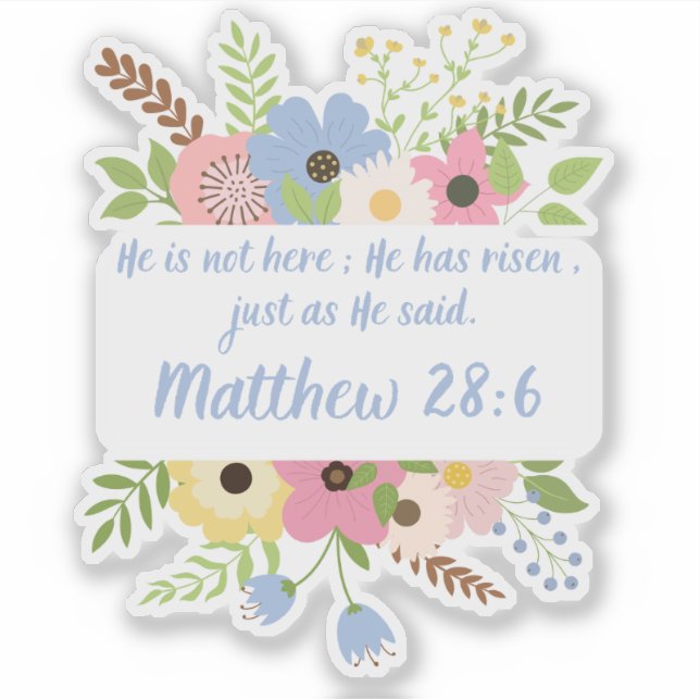 Adesivo Floral Cross Ele é Risen Páscoa (Frente)