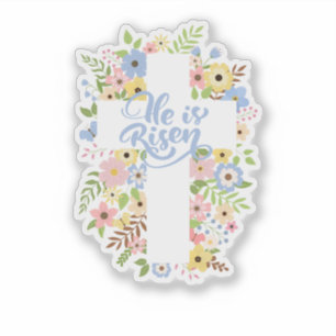 Adesivo Floral Cross Ele é Risen Páscoa