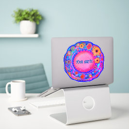 Adesivo Floral de Difusão Nome Personalizado Rosa Inspiriv