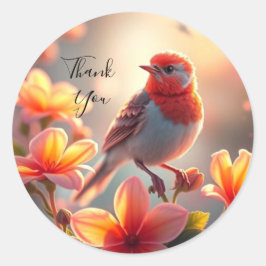 Adesivo Floral de Pássaro Laranja