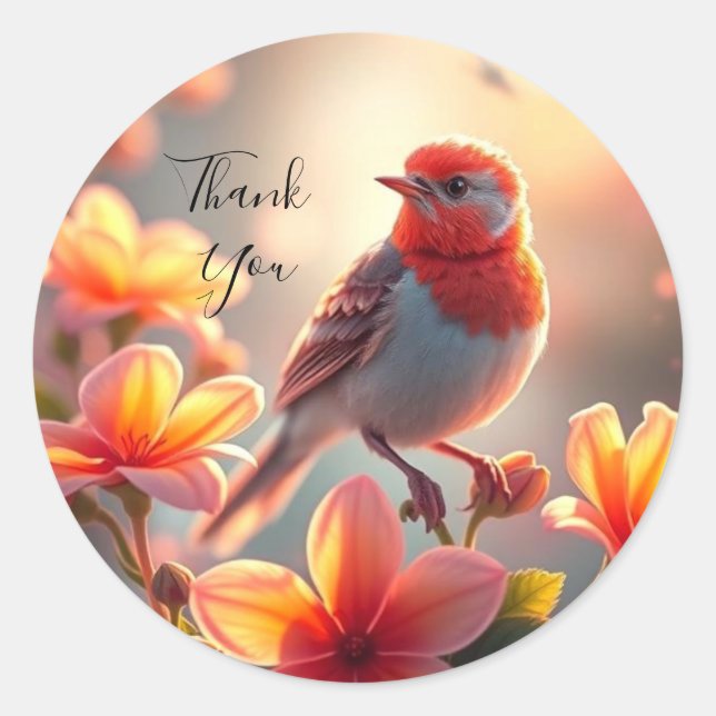 Adesivo Floral de Pássaro Laranja (Frente)