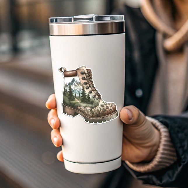Adesivo Floral Hiking Boot Vinyl Sticker | Die-Cut Sticker (Floral Hiking Boot Vinyl Sticker | Die-Cut Sticker by PiggyPrint Stickers. )