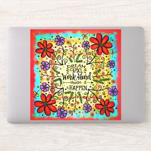 Adesivo Floral Inspiracional "Faça acontecer"
