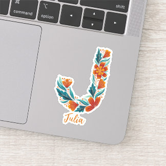 Adesivo Floral letter J custom cut vinyl stickers