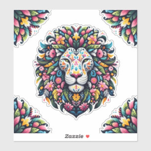 Adesivo Floral Lion Silhouette