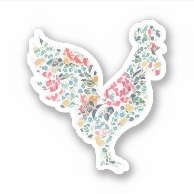 Adesivo Floral Pattern Rooster Design (Frente)